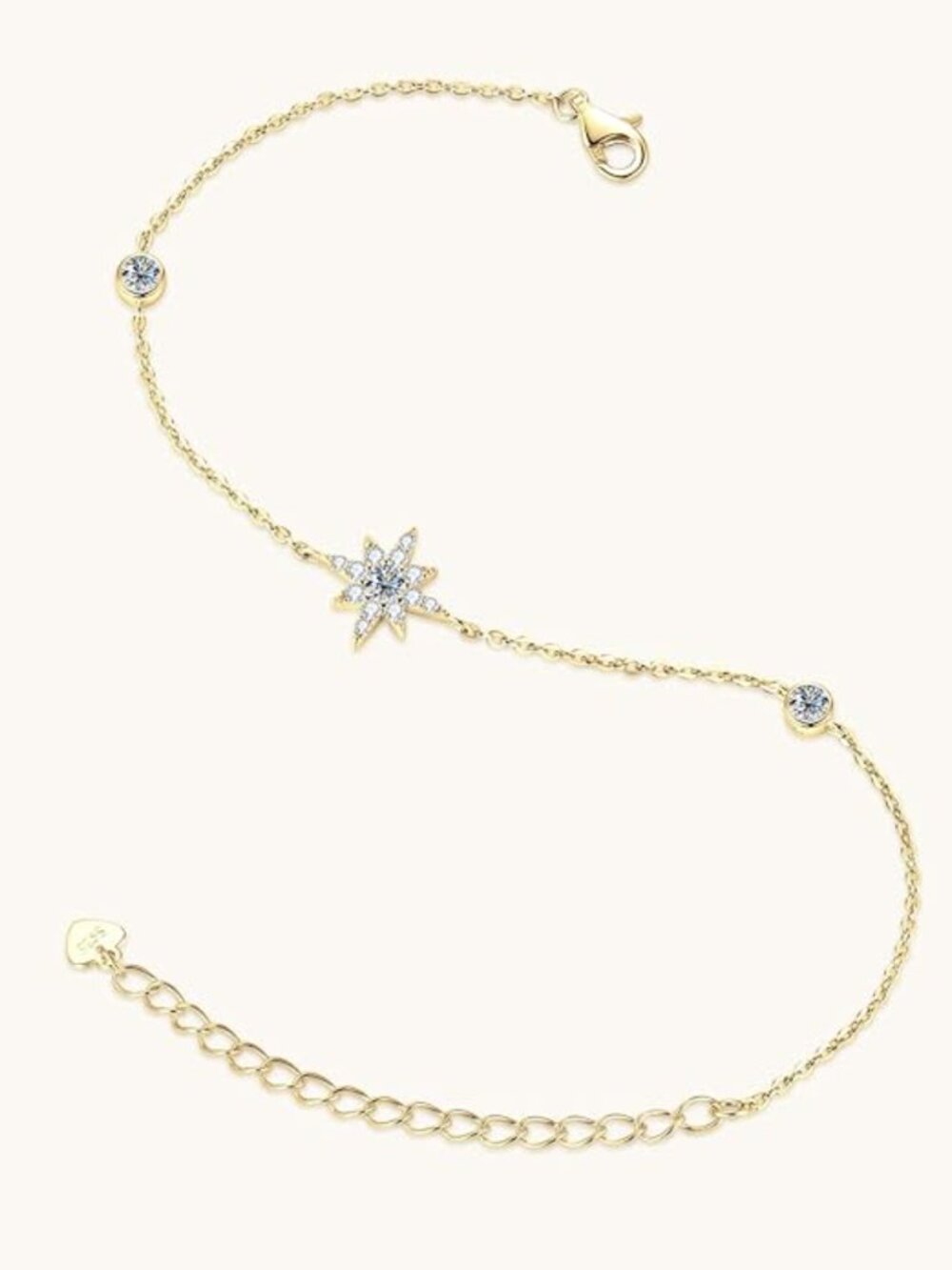 0.45cttw Moissanite Star Link Bracelet Gold Plated NWT